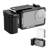 NEEWER Cage and Side Handle Accessories Kit Compatible with DJI Osmo Action 5 Pro / 4/3 Camera, Protective Metal Video Rig Magnetic Adapter Mount Cold Shoe Shutter Extender Bar, Black, AC014+AC034