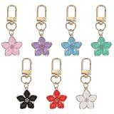 Mabor 7PCS Flower Keychain - Cute Aesthetic Charms for Women Backpacks, Handbags & Keys, Zinc Alloy Mini Floral Pendant