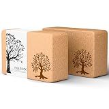 Cork Yoga Blocks 2 Pack Set, Natural High Density Non Slip Cork Yoga Brick