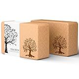 Cork Yoga Blocks 2 Pack Set, Natural Cork Soft Non-Slip Yoga Blocks, High Density & Eco Friendly Yoga Accessories for Women| Men, Ideal for Yoga, Pilates, Stretching and Toning