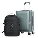 Sinouso Carry On Luggage Front Opening 20in Suitcase with TSA Lock PC Hardside Rolling Luggage Travel Bag, Grey#, Small, Hardside Expandable Luggage with Spinner Wheels
