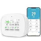 18-in-1 Smart Air Quality Monitor - Indoor WiFi Air Quality Detector with Dual Chip, Real-Time for AQI, CO2, PM2.5, PM1.0, PM10, TVOC, HCHO, Time Display, Temperature & Humidity with APP (White-W)