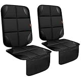 XHYANG Car Seat Protector 2 Pack Car Seat Cushion Mat Thickest Padding,Waterproof 600D Fabric Car Seat Covers for Non-Slip Backing Mesh Pockets for Baby and Pet (Black, 2 Pack)