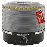 Elite Gourmet EFD319BNG Food Dehydrator, 5 BPA-Free 11.4" Trays Adjustable Temperature Controls, Jerky, Herbs, Fruit, Veggies, Dried Snacks, Black and Grey, 5 Trays