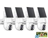 2K Security Camera System, 5GHz&2.4GHz WiFi Solar Wireless Cameras for Home Security, Wire-free Installation, AI Detection, Two-way Audio, Mobile alerts, SD/Cloud Storage, Color Night Vision, 4 Packs