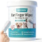 MEDUWEDU Ear Cleaner Finger Wipes 60 Counts, Dog Ear Cleaner, Grooming Kit Care for Dogs and Cats, Soft & Easy Otic Cleaning Pads, Remove Wax, Dirt & Stop Smelly, Itchy, Non-Irritating, Coconut Scent