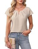 Blooming Jelly Womens Business Casual Tops Dressy Work Short Sleeve Blouses