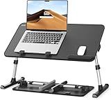 SAIJI Height & Angle Adjustable Laptop Stand for Bed, Lap Desk Bed Tray Table, Light Weight Foldable Portable Laptop Table for Couch Sofa Chair Floor Desk for Adults, Kids (52*30cm Black)