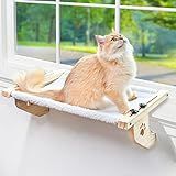 AMOSIJOY Cat Sill Window Perch Sturdy Cat Hammock Window Seat with Wood & Metal Frame for Large Cats, Easy to Adjust Cat Bed for Windowsill, Bedside, Drawer and Cabinet