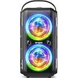 W-KING Party Bluetooth Speaker Boom Box, 180W Max Big Large Loudest Wireless Outdoor Portable Speaker 4 Drivers with 2*4.04'' Subwoofer, 80W HD Huge 105dB Pulse Natur Deep Bass, IPX5/24H/EQ/USB/TF/AUX