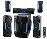 Rockville HTS56 1000W 5.1 Channel Home Theater System, Bluetooth, USB, 8" Subwoofer, LED Light Effects, Remote Control, Optical Input, for Movies, Music & Karaoke