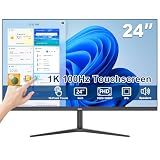 Xyrio Touchscreen Monitor 24'' FHD 100Hz Touchscreen Monitor Display w/ 10-Point Touch, IPS Panel 1920x1080 for Business Office Retail Kiosk Gym Bar, Built-in Speakers, HDMI VGA VESA Mountable