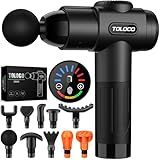 TOLOCO Massage Gun, Deep Tissue Back Massage for Athletes for Pain Relief, Percussion Massager with 10 Massages Heads & Silent Brushless Motor, Mothers Day Gifts, Black