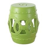JONATHAN Y Lucky Coins 16" Ceramic Garden Stool Side Table, Matte Green