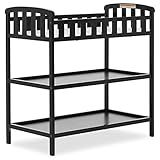 Dream On Me Emily Changing Table In Black, Comes With 1" Changing Pad, Features Two Shelves, Portable Changing Station, Made Of Sustainable New Zealand Pinewood