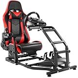 Dardoo G29 Adjustable Gaming Sim Cockpit With Red Seat Fits for Logitech G920 G923,Thrustmaster T300 Racing Steering Wheel Stand, Not Including Steering Wheel, Pedal and Handbrake