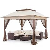 COOS BAY 11x11 Pop Up Gazebo with Netting, Canopy Tent, Beige