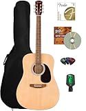 Fender Dreadnought Acoustic Guitar - Natural Bundle with Gig Bag, Tuner, Strings, Picks, and Austin Bazaar Instructional DVD