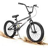 KORIMEFA Freestyle BMX Bike 20 inch Kids Boys Trick Bicycle for 7-12 Years Old, Pro Pegs/Guro Could Choose, Hi-Ten Steel Frame, Beginner-Level to Advanced Riders