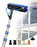 VEVOR Water Fed Pole Kit, 12FT Solar Panel Cleaning Pole with Extendable Handle, 180° Rotatable Brush Head & 65.6FT Hose, Household & Outdoor Window Cleaner Tool for Caravan Solar Panel Deck