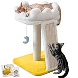 Happi N Pets New Cloud Cat Tree, Cat Scratching Post with Bed, Small Cat Tree for Indoor Cats, Cat Scratch Post with Scratching Pad & Cloud-Shaped Soft Perch & Cute Toys, Extra Toy, Bounus Catnip