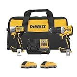 DEWALT 20V MAX XR Impact Driver and Hammer Drill Cordless Power Tool Combo Kit, Includes 2x 4ah POWERPACK Batteries and a Charger (DCK250QQ2)