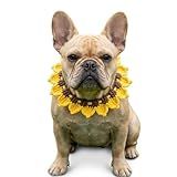 MITOCAPY Sunflower Dog Costume,Handmade Knitted Cute Dog Bandana for Small Dogs,Cat Outfit for Daily,Birthday,Party,Outgoing,Photo Prop
