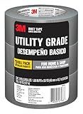 3M Utility Duct Tape, 3 Rolls, 1.88" in x 50 yd, Strong Adhesive, Adheres to Multiple Surfaces, Hand-Tearable, Silver Color Tape, Sticks Instantly, Perfect for Home & Shop Use (1950-3PK)