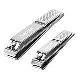 HAWATOUR Nail Clippers Set with Visibly Tin Case, Silver