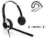 TruVoice HD-550 Office and Call Center Wired QD Headset with Noise Canceling Microphone and HD Speakers - Compatible with Mitel, Nortel, Avaya, Poly, Polycom, Shoretel, Digium, ESI, Fanvil Desk Phones