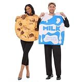 2Pcs Milk and Cookie Costume Adult Couples Halloween Costumes Food Theme Funny Costumes for Adult Women Men Dress Up Cosplay Parties-Adult One Size