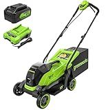 Greenworks 24V 13" Brushless (Push) Cordless Lawn Mower, 4.0Ah Battery and Charger