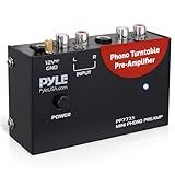 Pyle Phono Turntable Preamp - Mini Audio Stereo Phonograph Preamplifier with RCA Inputs & Outputs, Low Noise Operation, 12V DC Adapter Powered, Compatible with Turntables, Receivers, Speakers & More