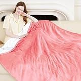VELLUBAM Heated Throw Blanket 50" x 60", Soft Flannel Sherpa Electric Throw Blanket with 5 Heating Levels & 4 Hours Auto Off, Heating Blanket as a Gift for Grandma, Machine Washable (Pink)