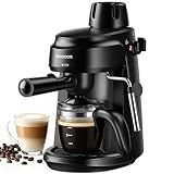 SHARDOR 3.5 Bar Espresso Machine, Compact Expresso Coffee Machines for Home, 4-Cup Espresso Maker with Milk Frother for Cappuccino & Latte, Fast Heating System, Easy-to-Use, 800W, Black