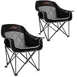 FAIR WIND 2 Pack Oversized Padded Camping Chair Heavy Duty Quad Fold Arm Chair Portable for Outdoor - Support 450LBS, Black