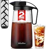 Mueller Cold Brew Coffee Maker, 64 oz Tritan Fortified Pitcher, Pour Spout Handle Lid, Resilient & Leak-Proof for Iced Coffee Tea