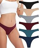 ANZERMIX Women's Breathable Cotton Thong Panties Pack of 6 (6-pack Dark Vintage, Medium)