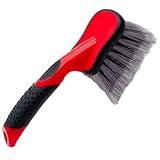 Mothers Car Wash Brush, Wheel and Fender Brush, Short Handle Tire Cleaner for Car Detailing, 10 Inch, Red/Black