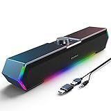 LENRUE G11 Computer Speakers for Desktop, Touch Lights PC Speakers with Surge Clear Sound, USB C/USB Powered, AUX Audio for Computer Desktop PC Laptop Desk