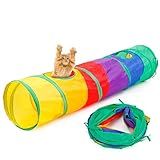 iCAGY Cat Tunnel for Indoor Cats Interactive, Rabbit Tunnel Toys, Pet Toys Play Tunnels for Cats Kittens Rabbits Puppies Crinkle Pop Up Rainbow 45"