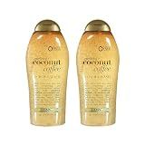 OGX Smoothing + Coconut Coffee Exfoliating Body Scrub with Arabica Coffee & Coconut Oil, Moisturizing Body Wash for Dry Skin, Paraben-Free with Sulfate-Free Surfactants, 19.5 Fl Oz, 2 Pack