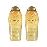 OGX Smoothing + Coconut Coffee Exfoliating Body Scrub with Arabica Coffee & Coconut Oil, Moisturizing Body Wash for Dry Skin, Paraben-Free with Sulfate-Free Surfactants, 19.5 Fl Oz, 2 Pack