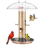 Kingsyard Metal Bird Feeders for Outdoors Hanging, Wild Bird Feeder with Large 11.5" Protective Dome and 8" Removable Tray, 3 lb Seeds Capacity (Antique Copper)
