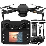 Foldable Drone with 1080P HD Camera for Adults & Beginners, Portable Quadcopter with Optical Flow Positioning, 90° Electric Adjustable Lens, Speed Adjustment, Stable Hover, Screen Remote Controller