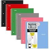 Five Star Spiral Notebook + Study App, 1 Subject, Graph Ruled Paper, 8.5" x 11", 100 Sheets, Assorted Colors, 6 Pack (73549)