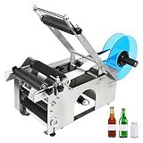 Zyphor Semi-Automatic Round Bottle Labeling Machine, 20–50 pcs/min, Fits φ0.6–4.7 in Cylindrical Bottles, Adjustable Stainless Steel Label Applicator with Pressure Bar for Small and Medium Businesses