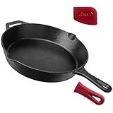 Cuisinel Cast Iron Skillet - 12"-Inch Frying Pan with Assist Handle + Red Silicone Grip Cover - Pre-Seasoned Oven Safe Cookware - Indoor/Outdoor Use - Grill, Stovetop, Induction, BBQ and Firepit Safe