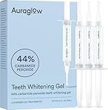 Auraglow 44% Teeth Whitening Gel for Trays, Retainers & Aligners – Dentist Strength Carbamide Peroxide Whitener, 30 Treatments, 3 Syringes (5mL)
