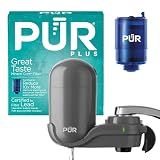 PUR Plus Faucet-Mount Water Filtration System, Lead-Reducing Filter, Grey